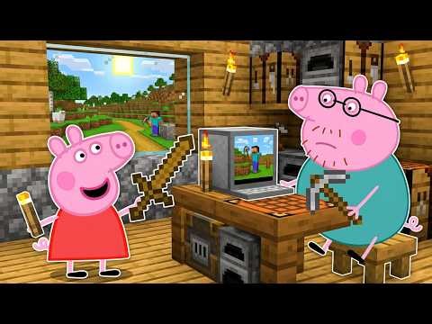 Peppa Pig Teaches Daddy Pig How to Play Minecraft!