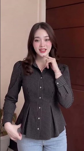 MZ – KEMEJA STRIP RAMPLE FIT BODY SLIM FIT – WANITA MODEL TERBARU! ✨👚