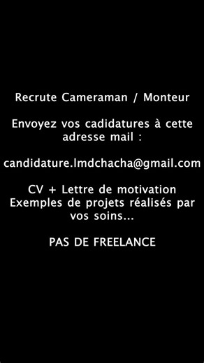 Charly Palma on Instagram: "🎥 ON RECRUTE UN CAMERAMAN / MONTEUR 🎥 On cherche une personne pour nous accompagner sur nos projets à l’année 🚗💨 👉 Mission principale : Filmer Mathias et Chacha pendant : • les manches du championnat de drift • les événements / shows • nos différents projets auto & lifestyle Et bien sûr réaliser les montages vidéo 🎬 ⚠️ Nous recherchons quelqu’un en poste fixe (pas freelance) 👨‍🎓 Étudiant motivé bienvenu — profil à étudier ! On veut quelqu’un de passionné, disp