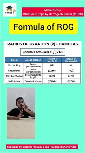 || Maharashtra HSC Board | Radius of Gyration? || Rotational dynamics Short | #hsc2026 #education