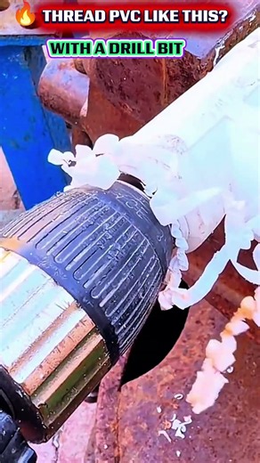 HOW TO Thread a PVC Pipe with a Threading Drill Bit – Genius DIY Plumbing Hack! 😱🔧#tool #short