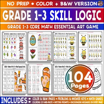 Grade 1-3 Skill Builder Color Picture Game Cut Paste Core Math Essential Art
