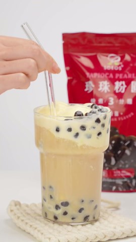 Soeos Boba Pearls, Black Tapioca Pearls 8.8 oz, Black Sugar Flavor Boba Pearls for Bubble Tea, Smoothies & Desserts – Sweet, Chewy, and Ready to Cook