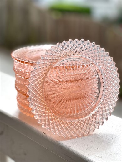 Vintage Anchor Hocking Miss America Pink Bread Plates/pink Dessert Plates/pink Saucers/depression Glass/appetizer Plates/pink Glass Plates - Etsy