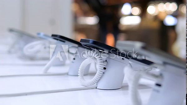 Window display modern store displays latest models of mobile phones. Store offers wide selection of gadgets from leading manufacturers. Store phones that meet requirements for functionality and design