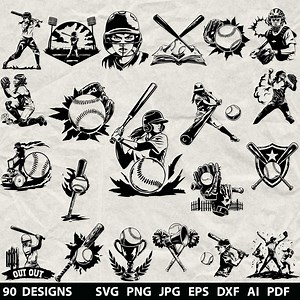 90 Softball Bundle Svg, Dxf, Eps, Ai, Pdf, Jpg, Png Sport Baseball Grayscale Burn Image Cut Vector Cnc Wood Cut Cricut Softball Silhouette - Etsy