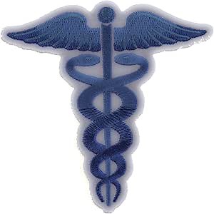 Medic Symbol Patch Blue - 4x3.8 inch. Embroidered Iron on Patch (P5466)