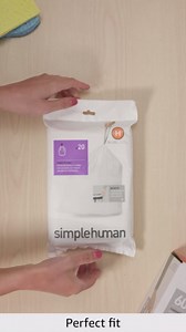 simplehuman Code H Custom Fit Liners, Drawstring Trash Bags, 30-35 Liter / 8-9 Gallon, 3 Refill Packs (60 Count)