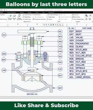 Balloons by last three letters of the part name in Creo parametric (Manual and automated process)