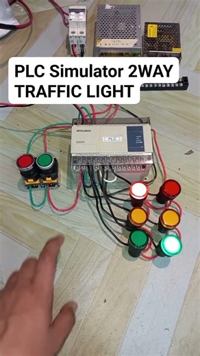 2 way traffic light simulation plc program practice demo #electrcal #emototronic #sensorswitch #plc