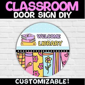 Classroom Library Decorations-Welcome to the Library Media Specialist Door Sign