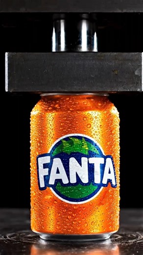 Fanta Can vs Hydraulic Press 🟠🥤 Will It Explode? #Shorts