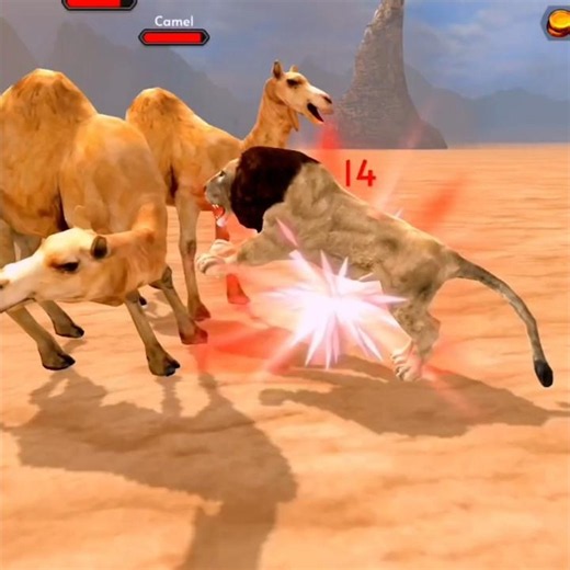 Lion vs 2 Massive Camels: Brutal Desert Hunt! 🦁🏜️🐪 #shorts
