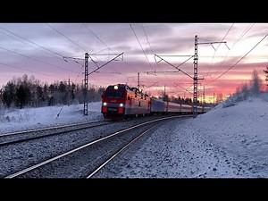 Russian trains in winter: Morning. Frost and Sun