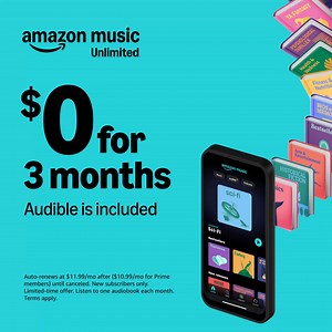 Free 3 months of unlimited access to ad-free music for a limited time. Terms apply. | Amazon Music