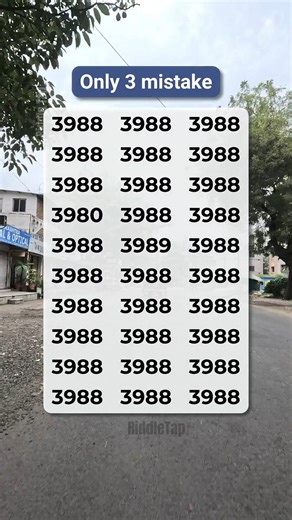 Find 3 mistakes hidden in the 3988 numbers! 🔍 #BrainTeaser #Search #PuzzleTime | Viral movies