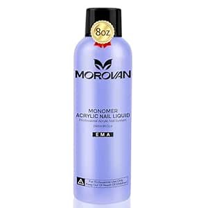 Morovan Monomer Acrylic Nail Liquid 8oz for Acrylic Powder - Professional Monomer Acrylic Nail Liquid For Acrylic Nail Extension Non-Yellowing MMA-Free