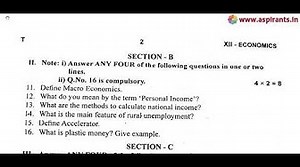 12th Economics First Mid Term Question Paper 2019-20 Tirunelveli District English Medium
