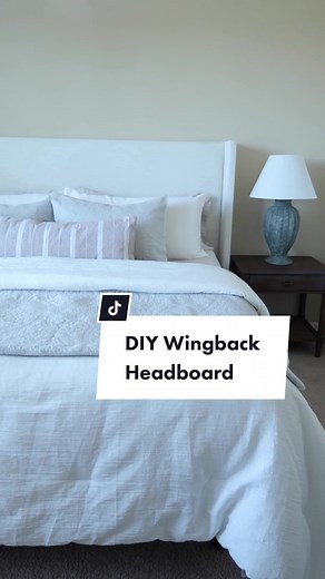 DIY $800 headboard on a $250 budget! #diyproject #diyheadboard #purplemattress #headboard #wingbackheadbord #doityourdamnself #vminteriors