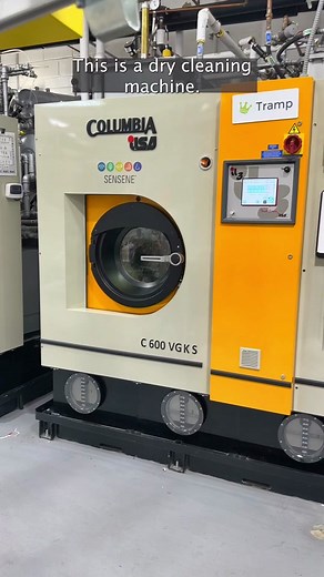 This is what dry cleaning is. It’s a big machine that uses a liquid that isn’t water, dry cleaning solution, to clean your clothing. This machine is a washer-dryer combo because dry cleaning machines are closed loop, meaning that nothing can leave the machine. Wet cleaning, or water based cleaning machines, are not combo machines. They are just like our at home washer and dryer machines that require a ‘transfer’. Hopefully this provides some clarity as to what dry cleaning is. #drycleaning #what