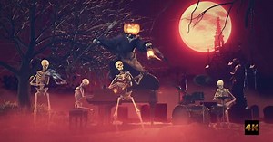 Halloween Skeleton Music Band 4K