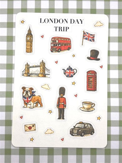 London Day Trip Sticker Sheet | Scrapbook Supplies | Junk Journal | Travel Stickers | Stationary Trinkets | Ephemera - Etsy