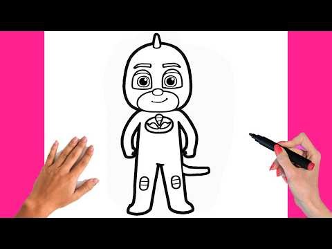 How To Draw Gekko Easy For Kids - PJ Mask Drawing Tutorial