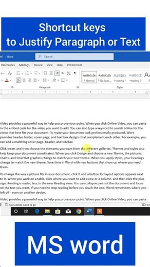 Shortcut key to Justify Text in Word | Shortcut Key to Justify Paragraph in Word #word #shortcutkeys