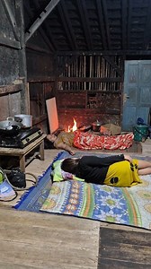 sleeping soundly in the rain while staying at grandma's house | Kurniawan Vlog