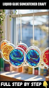 Liquid Glue Suncatcher Craft Materials: - Clear plastic lids - White school glue (PVA glue) - Food coloring or liquid watercolors - Toothpicks, cotton swabs, or paintbrushes - Optional: black glue or puffy paint for outlines - Optional: glitter, sequins, or tiny beads - String or suction cups (for hanging) Directions: Step 1: Use clear plastic lids as the base for the suncatchers. If desired, outline your design on the lid using black glue or puffy paint. This will create a defined border for yo