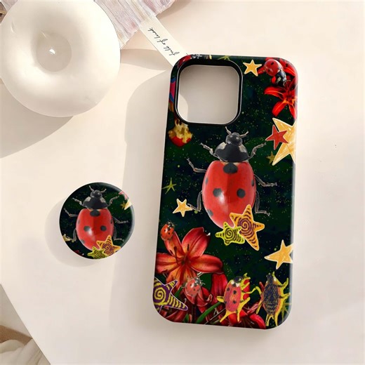 Whimsical Ladybug & Starburst Phone Case - Retro Eclectic Cover, iPhone 17 16 15 14 13 12 Plus Pro Max,samsung S25 S24 S23 S22 Plus Ultra - Etsy