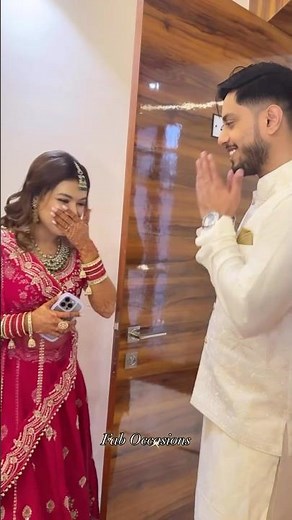 Groom's Cute Reaction on Seeing Bride's First Look | Lehenga | Bridal Look | Couple Goals | Romantic