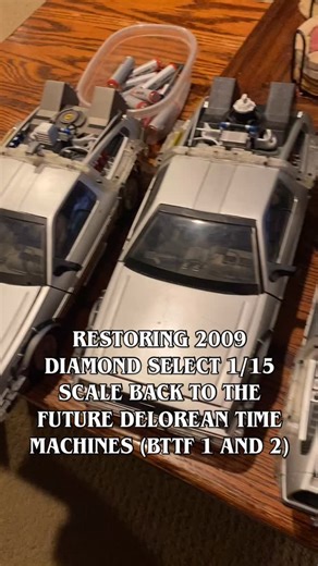 Ken Miyamoto on Instagram: "We have four Diamond Select 1/15 Scale Back to the Future DeLorean Time Machines. Two BTTF 1 models, Two BTTF 2 models. Bought them for our boys when they were little. Their favorite movie is Back to the Future. After they grew older (they’re 16 and 20 now), these have been sitting in the basement collecting dust and corrosion. I decided to refurbish them. After some deep cleaning, I got them ALL working. Pure nostalgia. #backtothefuture #backtothefuture2 #backtothefu