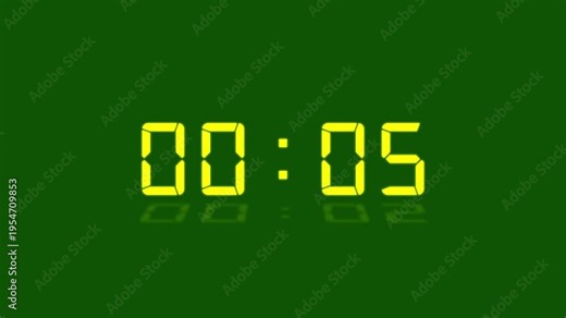 Countdown digital clock animation 10 second Countdown digital clock timer on a green screen background. Countdown from 10 seconds to 0 second with alpha channel.