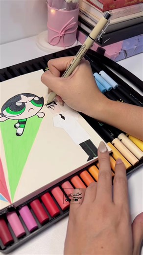 Let's draw professor from powerpuff girls' in my sketchbook 🥰 Glitter markers : https://vt.tiktok.com/ZSHoDRqWGch5J-cqBA1/ Enmy markers link https://vt.tiktok.com/ZSHoAAuBXTjoC-ZHt5h/ #glitteracrylic #enmy #powerpuffgirls #blossom #tutorial