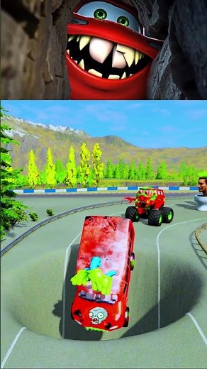 Monster Truck McQueen Vs Dangerous Deep Pit BeamNG.Drive