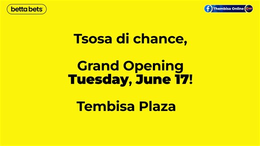 #Thembisa_Online #Bettabets #Tembisa_Plaza Awe, Tembisa! READY to win big!? Bettabets Tembisa is back at Tembisa Plaza! Bet on UK49, Lotto, Betgames — with massive payouts and the best service. From this Friday through Tuesday, score a 50-inch flatscreen TV, soundbar, loads of entertainment with a Soccer Juggler and tons of giveaways! Tsosa di chance, Grand Opening Tuesday, June 17! Tembisa Plaza. Bettabets supports responsible gaming. Not for persons under 🔞 Need help? Call 0800 006 006.-toll 