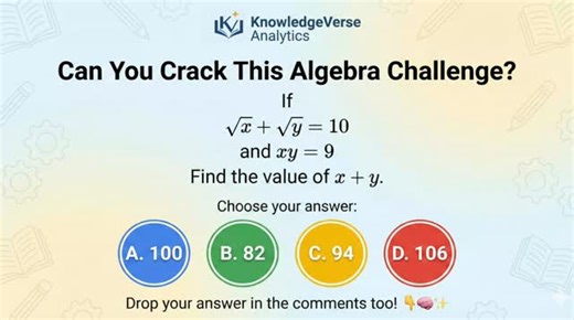 4 comments | 燐 Math Challenge Time! Two radicals… one product… one sum… Can you crack it? Cast your vote by writing your answer in the comment section and show your math power!  #education #teacherlife #mathematics #fyp #radical | KnowledgeVerse Analytics | Facebook