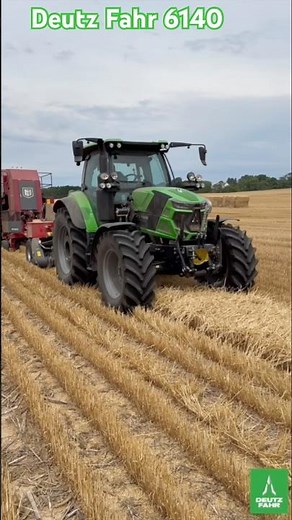 Deutz Fahr 6140 Tractor pulling a Baler & Bale Barron.