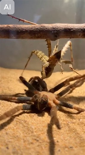 The Spider walked straight into a chemical trap. Survival is brutal when the silent hunter unleashes its final, bone-jarring slam. #InsectClash #ArthropodSurvival #StickInsectWins #SpiderDefense #NatureUnscripted ⚙️ AI-generated dramatization — Please respect all wildlife and never stage encounters for content. | Golden moments