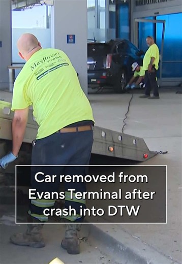 The car that a driver crashed into the Evans Terminal at DTW has been removed. #crash #airport #DTW #evansterminal #detroit