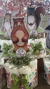 Woodland Mini Diaper Cake Set Baby Shower, Woodland Centerpieces Decorations, Girls Room Nursery Decor, New Mom Gifts - S0005 - Etsy
