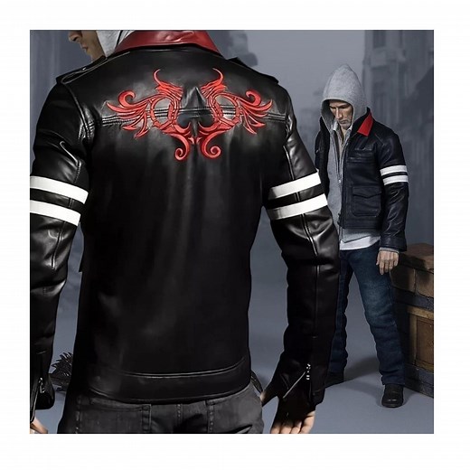 Alex Mercer Prototypeembroidered Leather Jacket | Black Genuine Leather Gamer Cosplay Jacket With Red Dragon Embroidery - Etsy