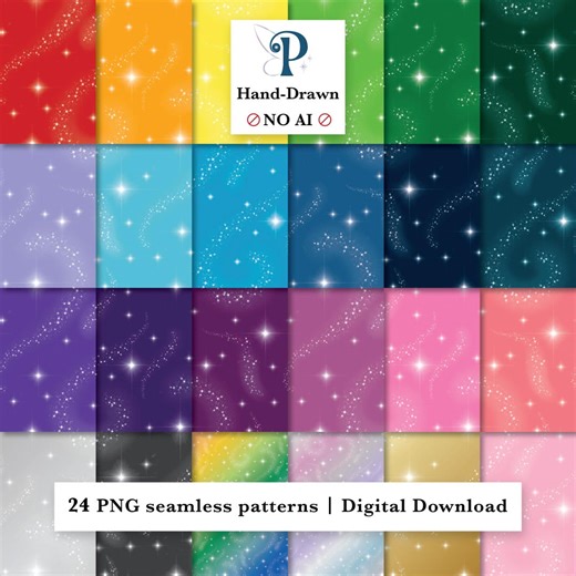 Sparkly Stars Seamless Patterns Rainbow Pack (digital Download) - Etsy
