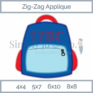 Backpack Zig-zag Stitch Applique Machine Embroidery Design - Etsy