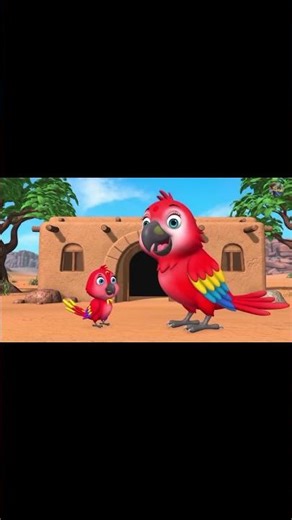 red parrot and his baby parrot making house #parrot #ai #story #animatedshort