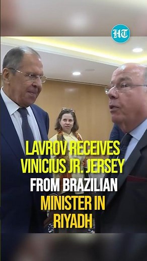 On Cam: Russian Foreign Minister Receives 'Vini Jr.' Jersey From Brazilian Counterpart