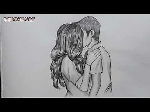How to draw a Couple Kissing drawing easy