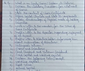Q.1) What is an Equity shares? Explain its Features.2) Explain... | Filo