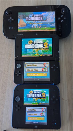 Super Mario Bros U/2- Nintendo WiiU vs 3DS XL vs 2DS Speed Comparison